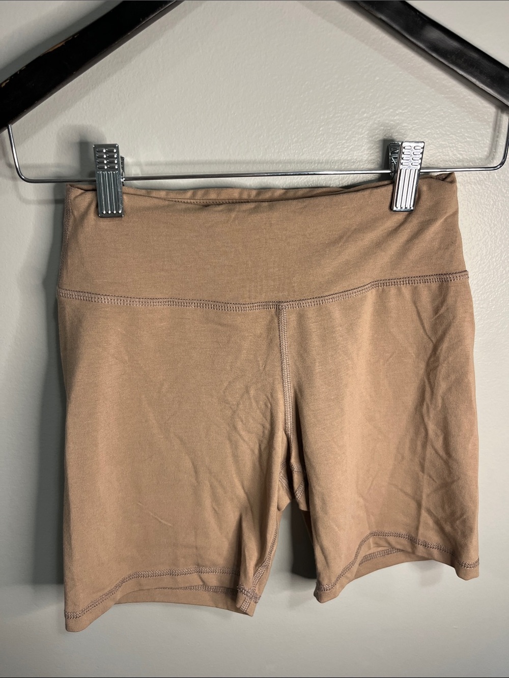 Jax + Lennon Taupe Biker Shorts XS High Waist Stretch Made in Canada